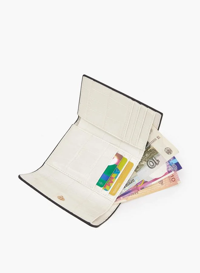 سيليست Textured Wallet with Button Closure